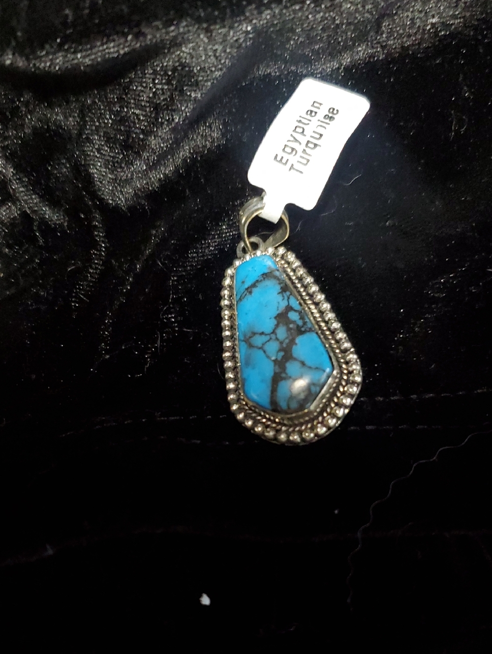 Egyptian Turquoise Teardrop Pendant Sterling-silver Plated
